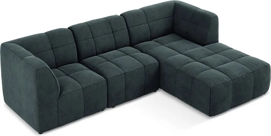 Modrá zamatová rohová pohovka (pravý roh/s leňoškou) Aloha – Makamii