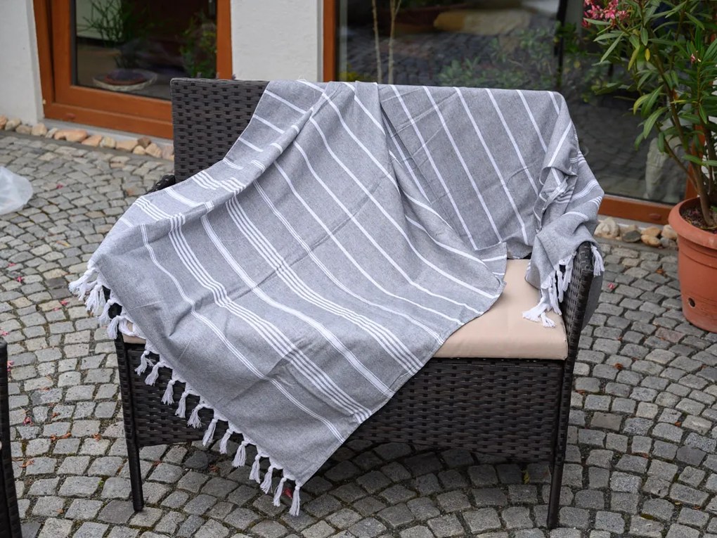 Plážová osuška FARAO 90 x 180 cm, sivá 70% bavlna | 30% polyester