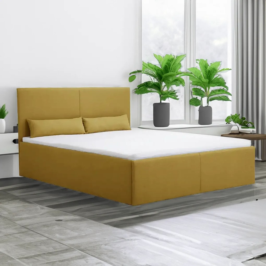 Čalúnená posteľ s úložným priestorom KARL 160 x 200 cm Žltá