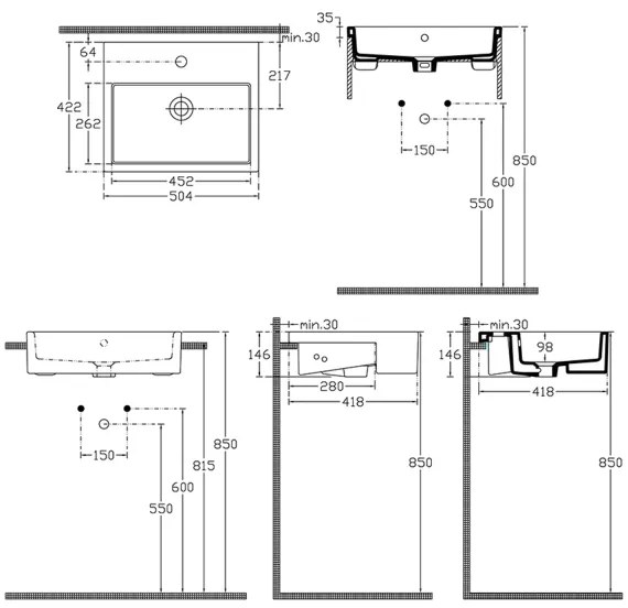 Isvea - Polozapustené umývadlo PURITY 50x42 cm keramika/biela