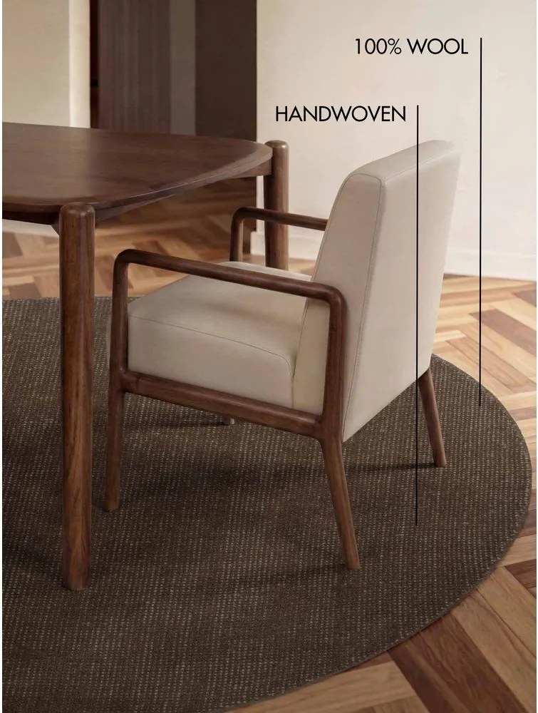 Hnedý ručne tkaný vlnený okrúhly koberec ø 200 cm Greenwich – Ted Baker