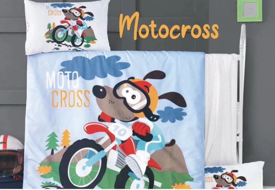 Obliečky bavlnené detské Motocross 130x90cm+45x65cm