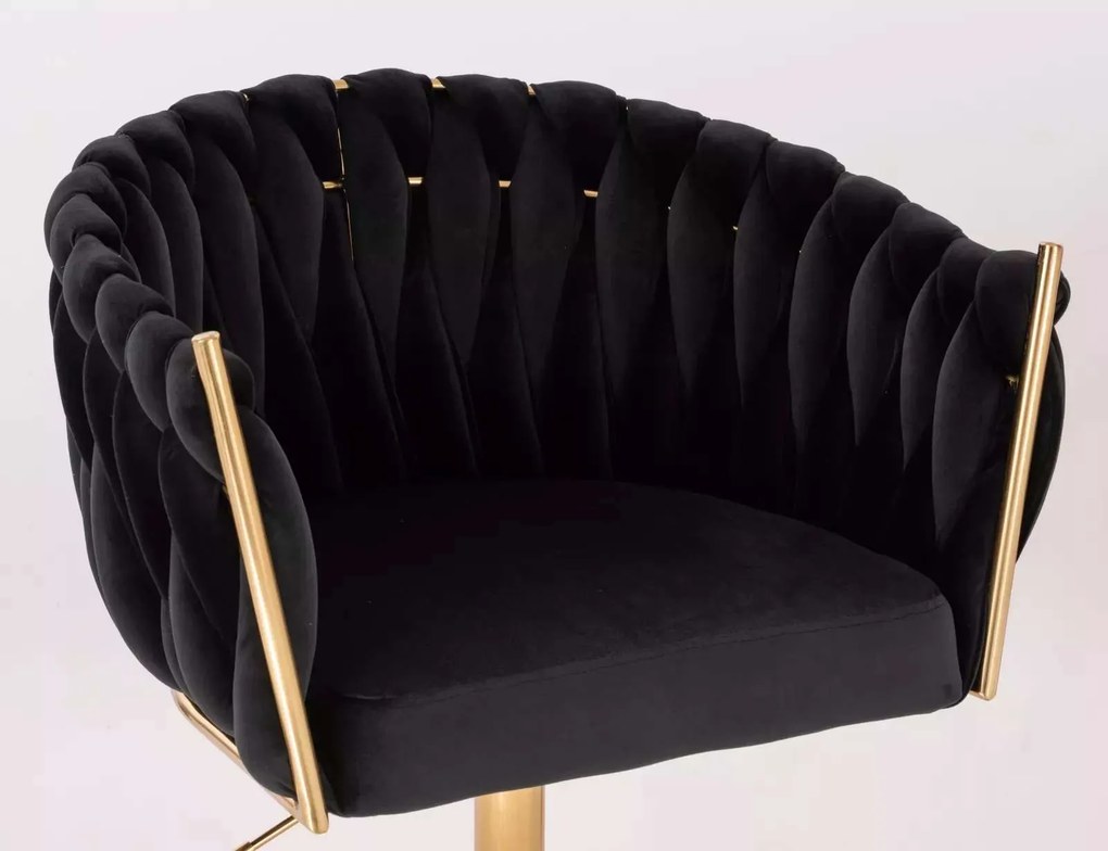 LuxuryForm DESIGN Stolička NORDEN VELUR na zlatom kríži - čierna