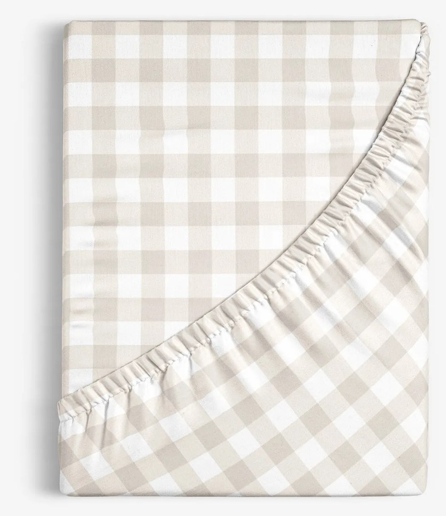 Goldea bavlnená napínacia plachta - latte kocky 80 x 160 cm