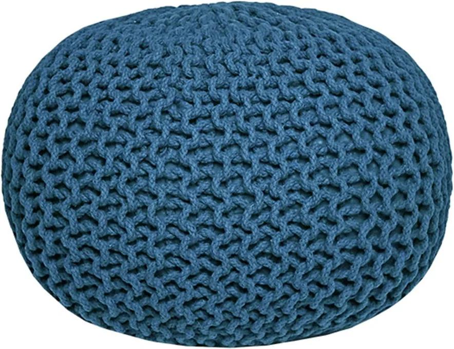 Modrý pletený puf LABEL51 Knitted