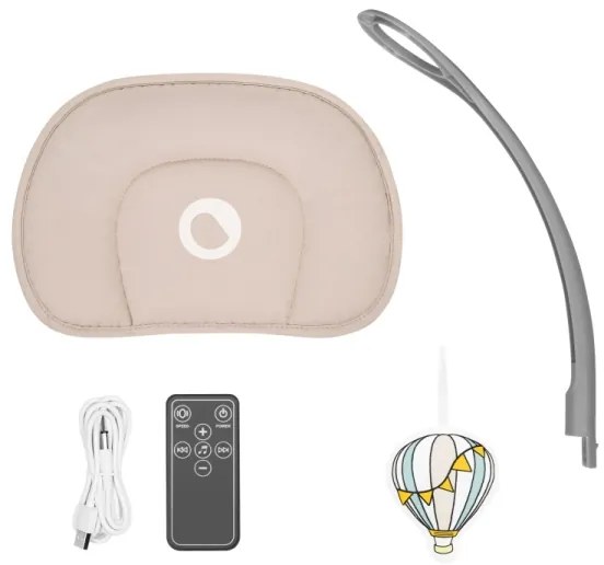 Lionelo - Detská hojdačka s melódiou RIO 4xC Beige Latte + diaľkové ovládanie