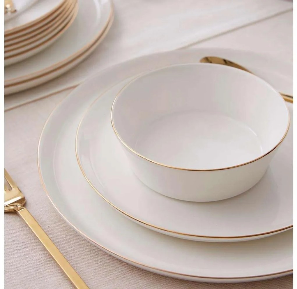 Jedálna súprava 24 ks biela/zlatá/porcelán