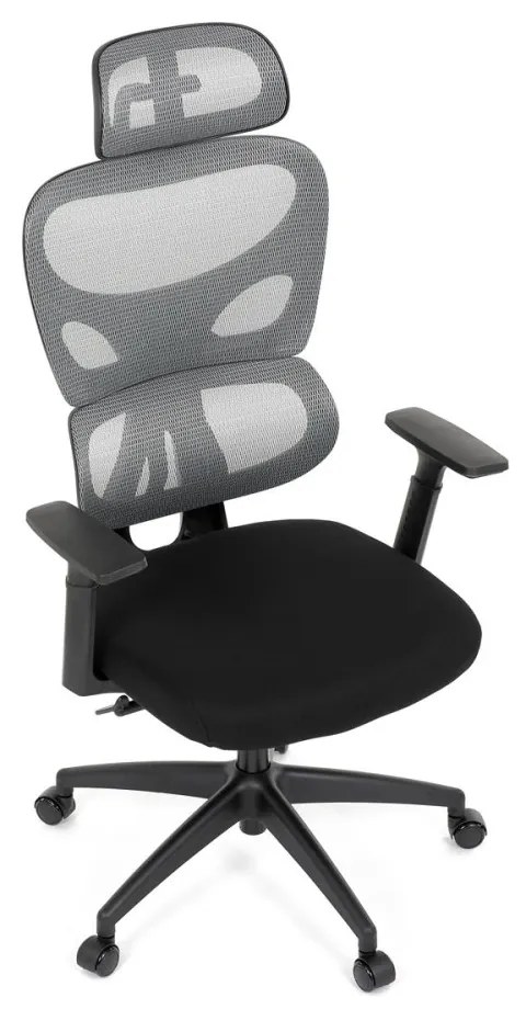 Kancelárska ergonomická stolička GRANT — sieť, látka, čierna / sivá