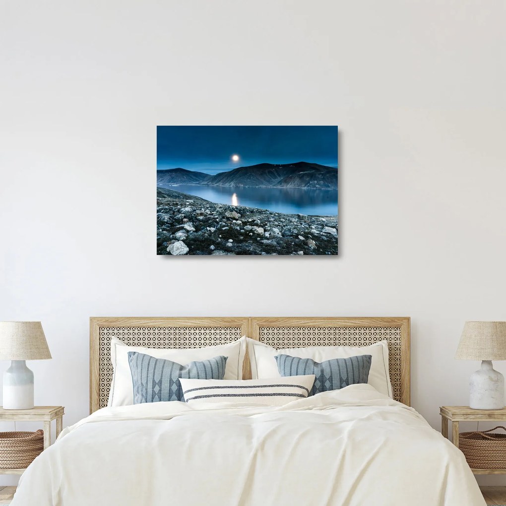 Sklenený obraz nočné krajiny, Island (70x50 cm)