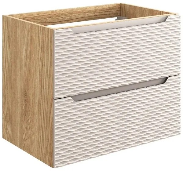 Závesná skrinka pod umývadlo Ocean s doskou 60 cm béžová/dub olejovaný