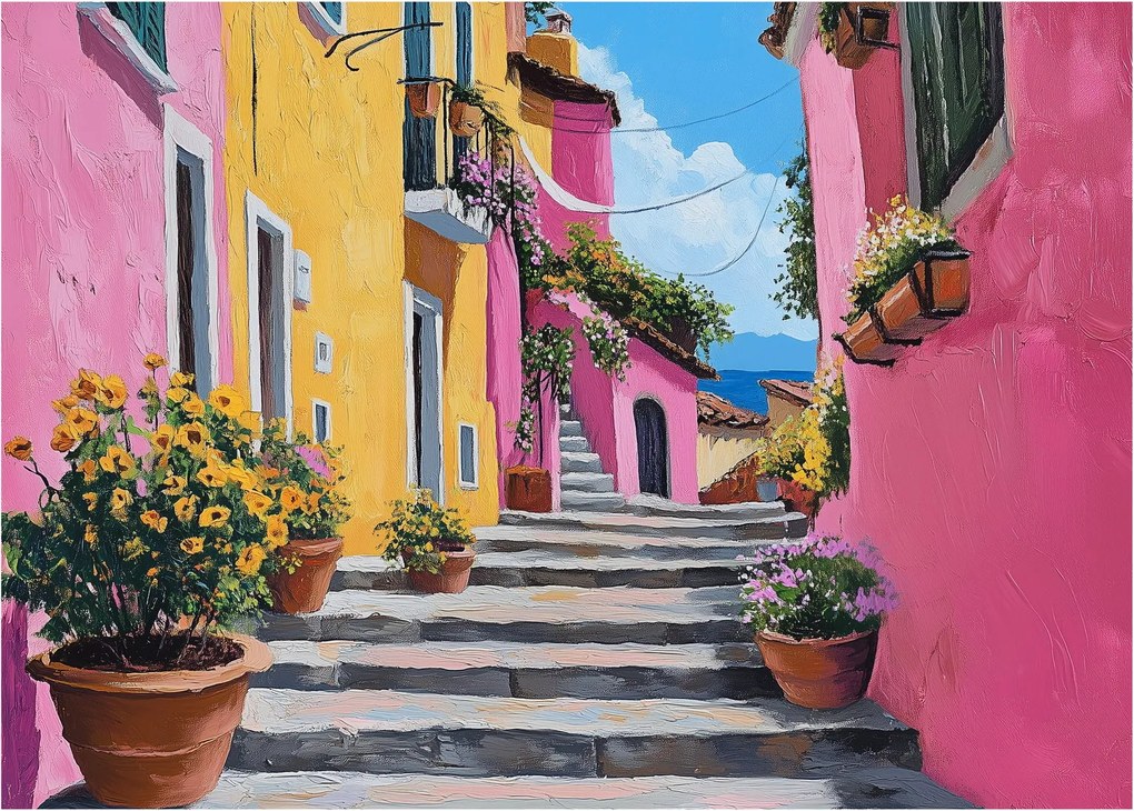 Obraz - Ružová ulička (70x50 cm)