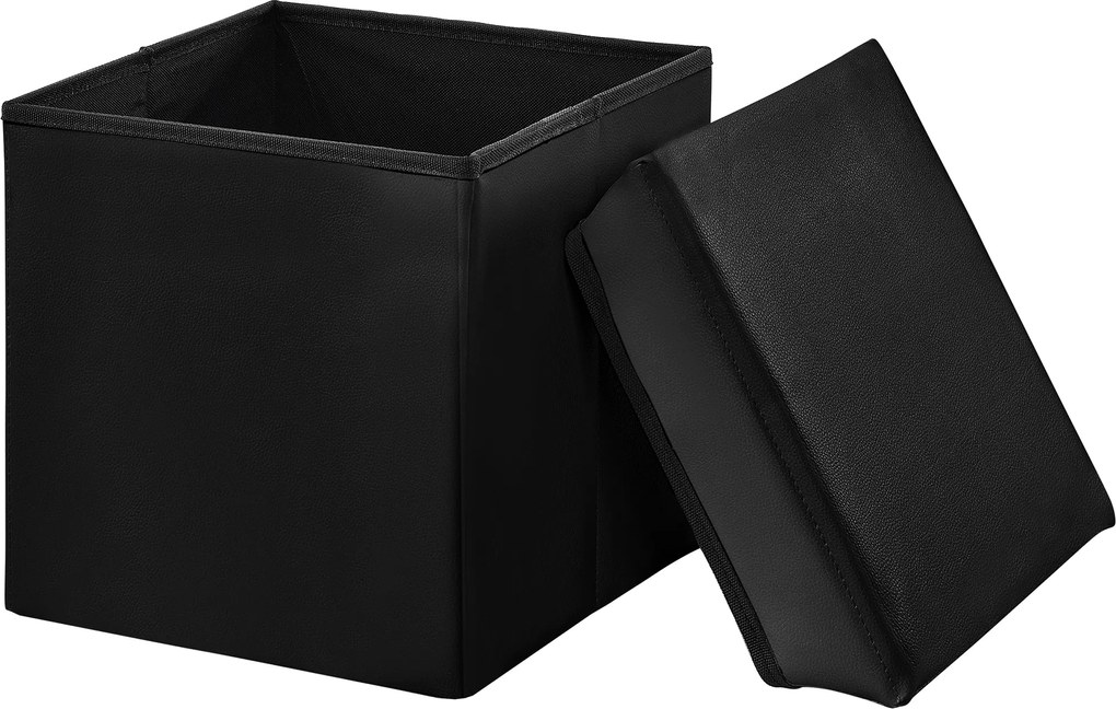 [en.casa]® 2-v-1 Box na sedenie s odkladacím priestorom - 30 x 30 x 30 cm - čierny - M