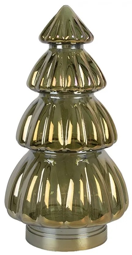 Zelená vianočná sklenená dekorácia stromček - Ø 15*27 cm