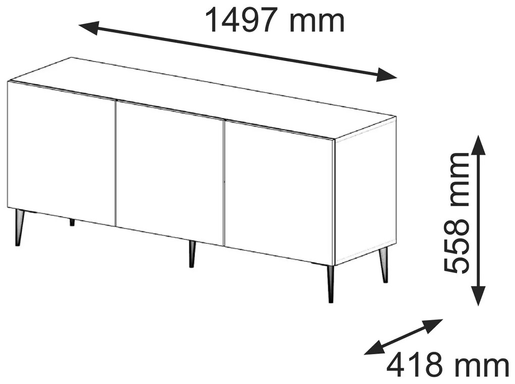 TV skrinka/stolík C 3D 150 Rowanna (čierna lesklá). Akcia -20%. Vlastná spoľahlivá doprava až k Vám domov. 1125038