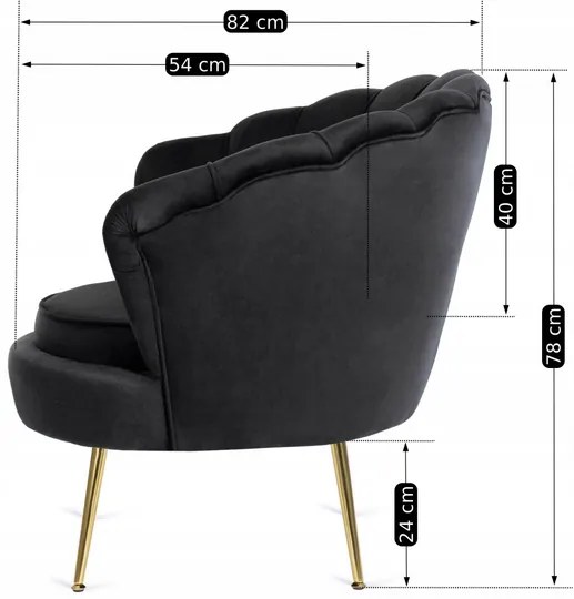 Kreslo LOREN s podnožkou, čierne, z velúru