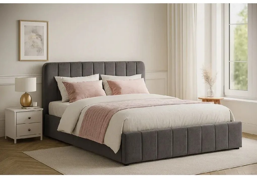Posteľ AVENA 140 tm. šedá