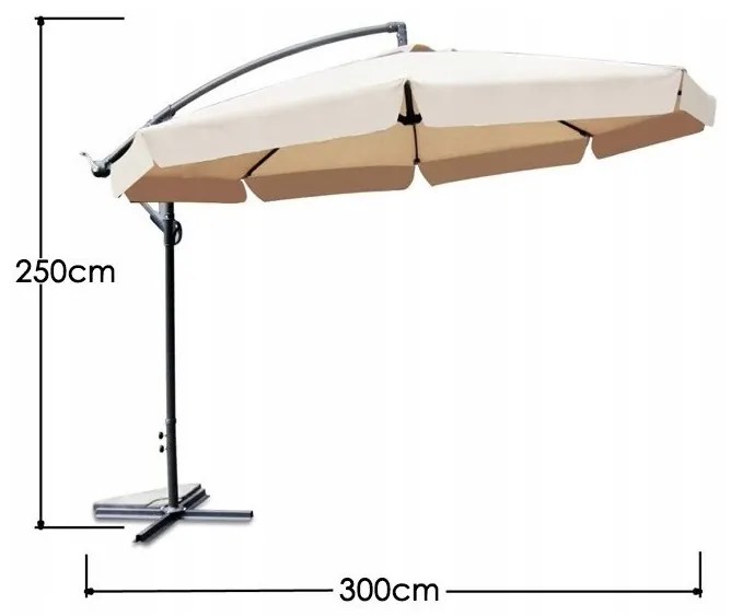 Záhradný slnečník Summer -  tmavo sivý 300 cm