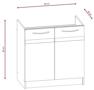 Kuchynská linka VALERIA 180 cm dub sonoma/hnedá