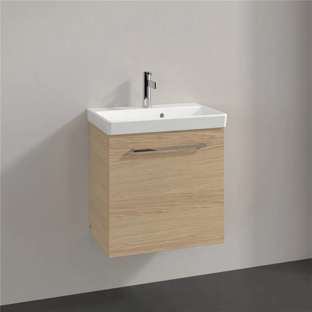 VILLEROY &amp; BOCH Avento závesná skrinka pod umývadlo Compact, 1 dvierka, pánty vľavo, 530 x 352 x 514 mm, Nordic Oak, A88800VJ