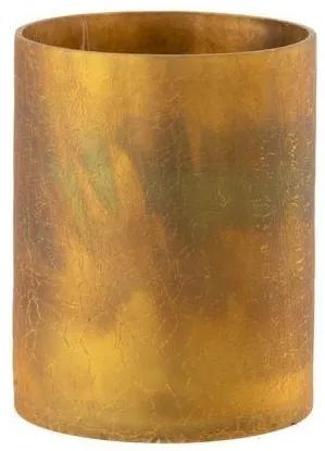 Okrový sklenený svietnik s popraskaním - Ø 12*15 cm
