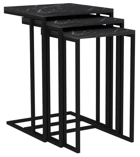 Skladací stôl Black Mermer, 3 ks