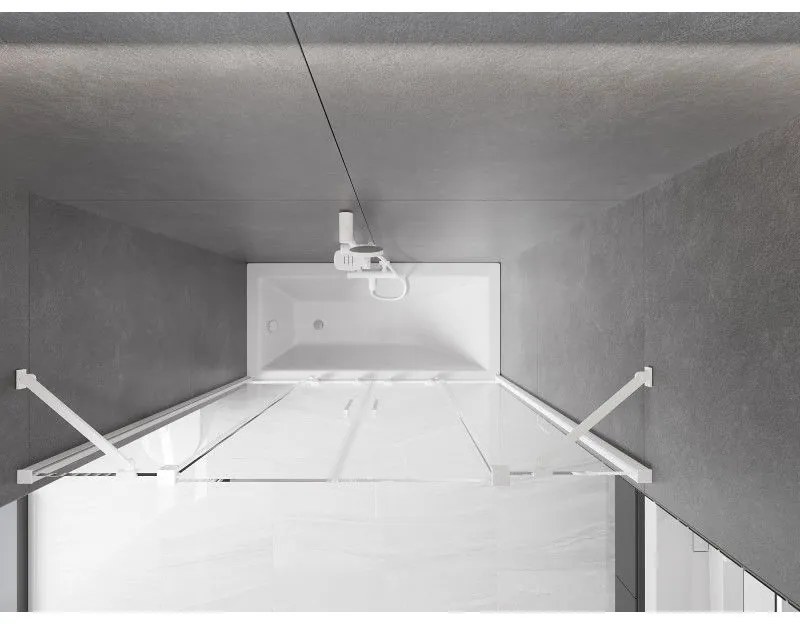 Mexen Velar Duo, 2-krídlová posuvná vaňová zástena 140 x 150 cm, 8mm číre sklo, biely profil, 896-140-000-02-20