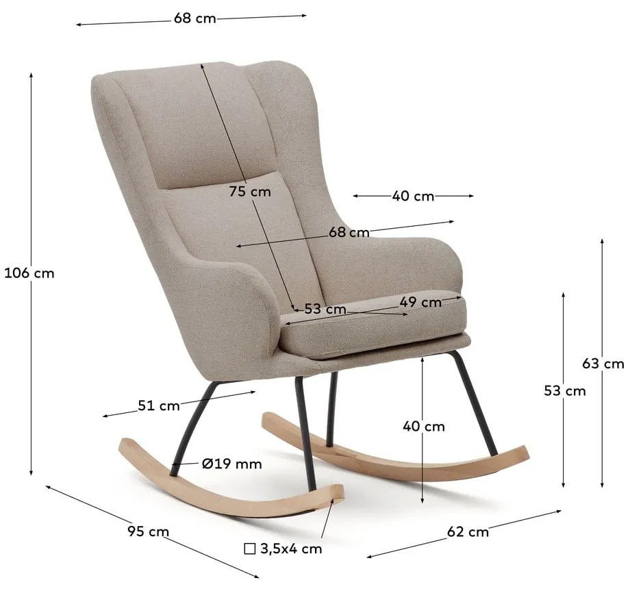 Béžové hojdacie kreslo z textílie bouclé Maustin – Kave Home