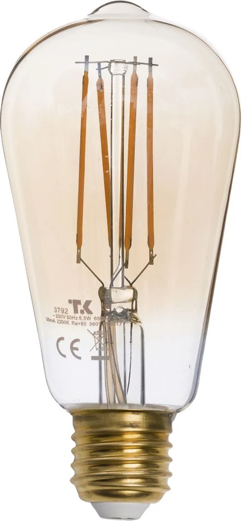 TK-LIGHTING Retro LED filamentová žiarovka BULB LED, E27, ST59, 6,5 W, 806lm, 2700K
