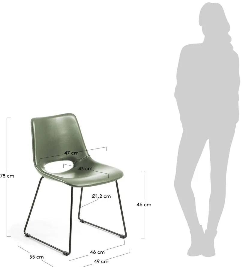 Zelená jedálenská stolička Kave Home Zahara