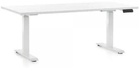 Výškovo nastaviteľný stôl OfficeTech D, 160 x 80 cm, biela podnož