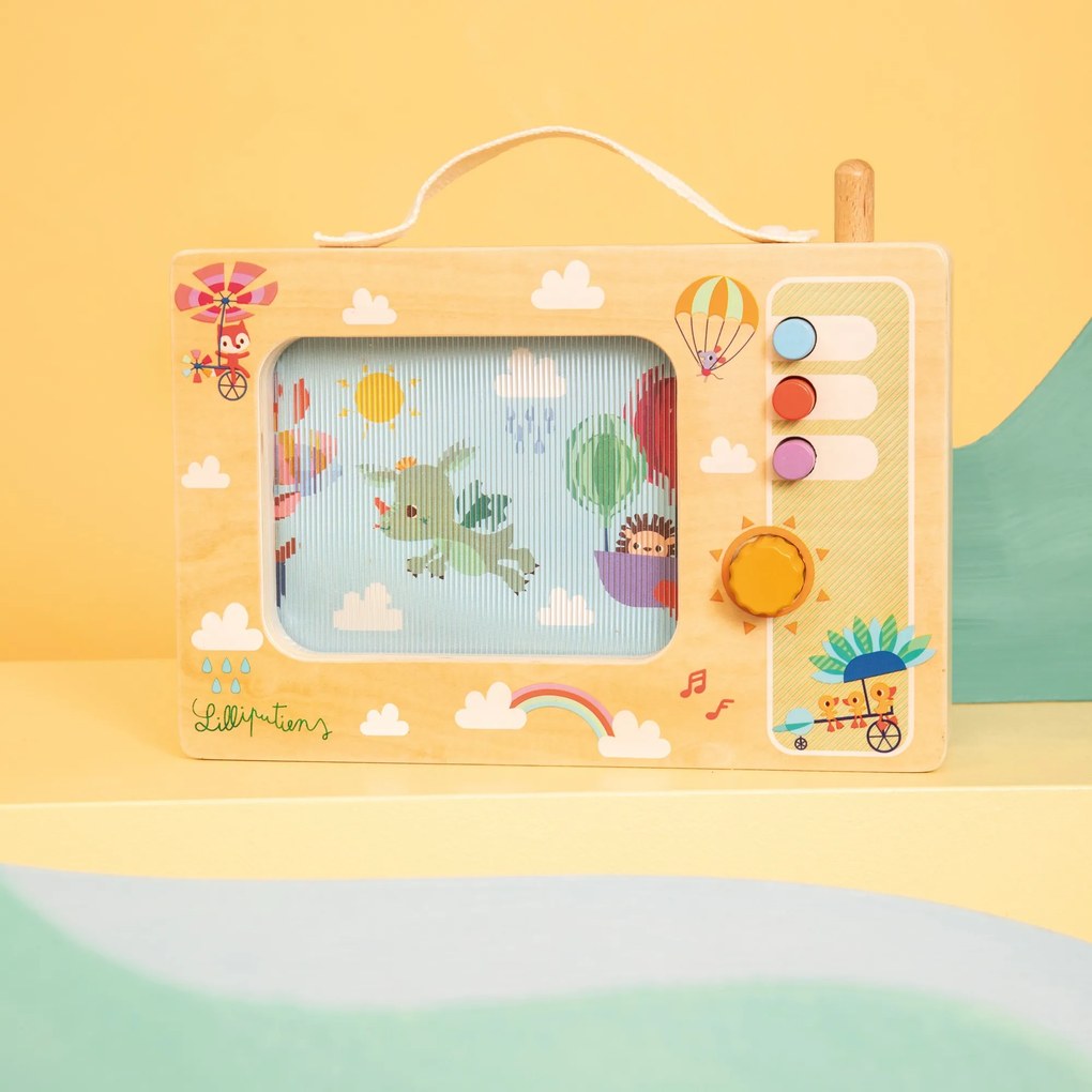 Lilliputiens - drevená hracia skrinka - dráčik Joe