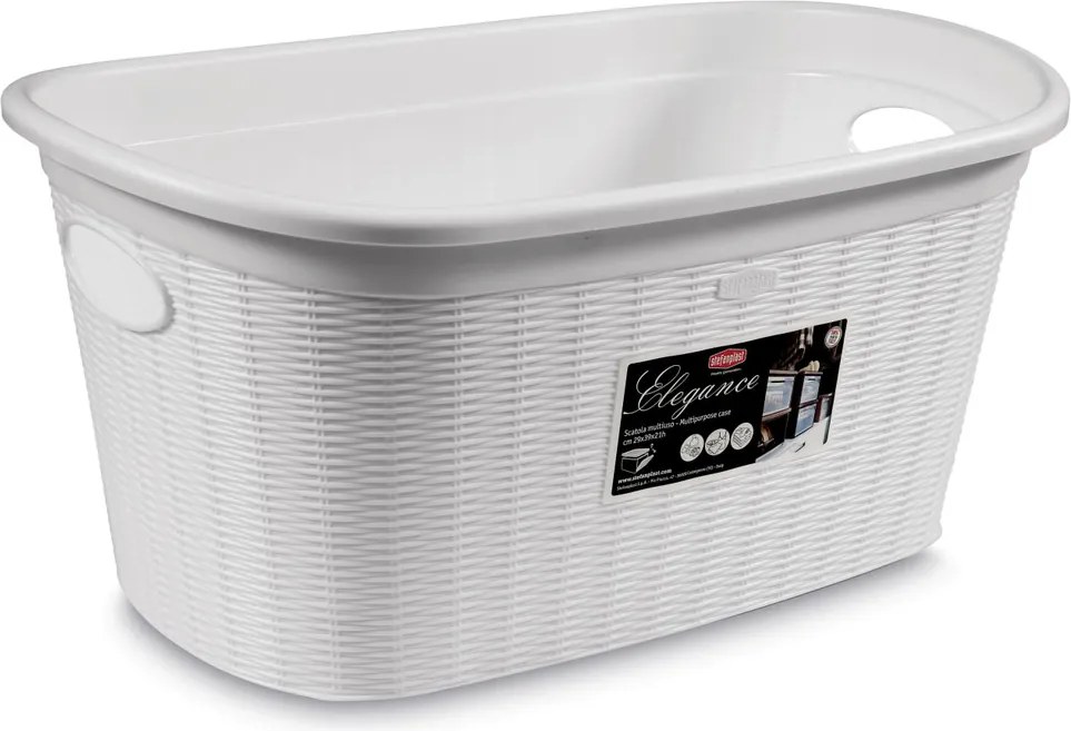 STEFANPLAST Košík na bielizeň 35 l, 58 × 38 × 28 cm, biely