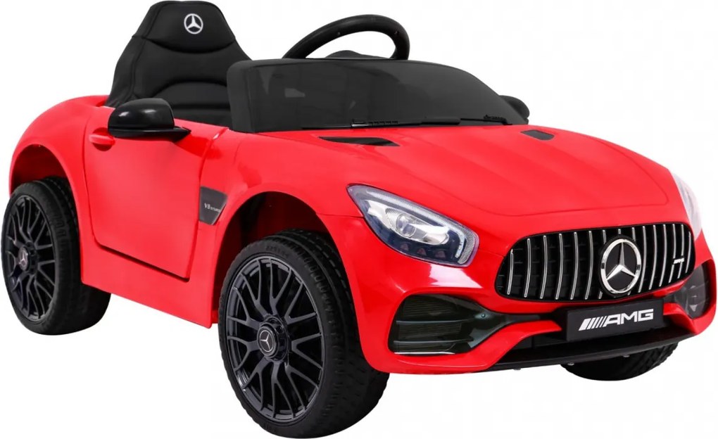 Ramiz Mercedes Benz GT batéria pre deti Červená + diaľkové ovládanie + pomalý štart + MP3 LED