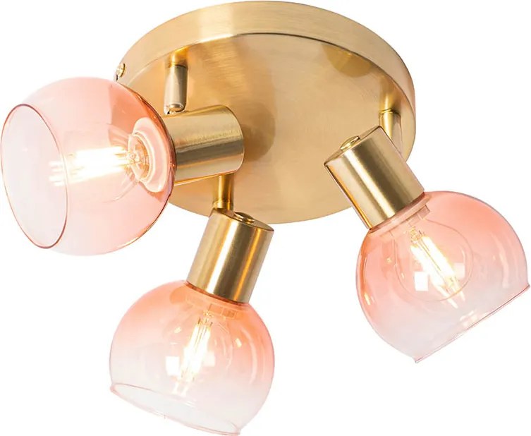 Inteligentné stropné bodové svetlo zlaté s ružovým sklom vrátane 3 Wifi P45 - Vidro