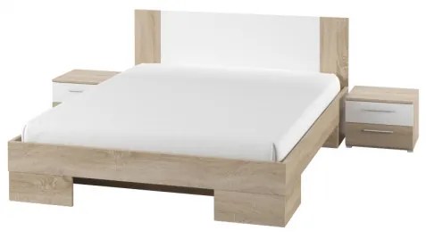 Priestranná posteľ s nočnými stolíkmi BEATA 160x200, dub Sonoma