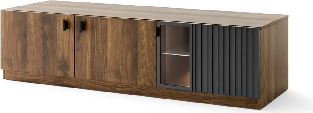 TV stolek s LED osvětlením Radium 25 180 cm ořech Columbia/černý