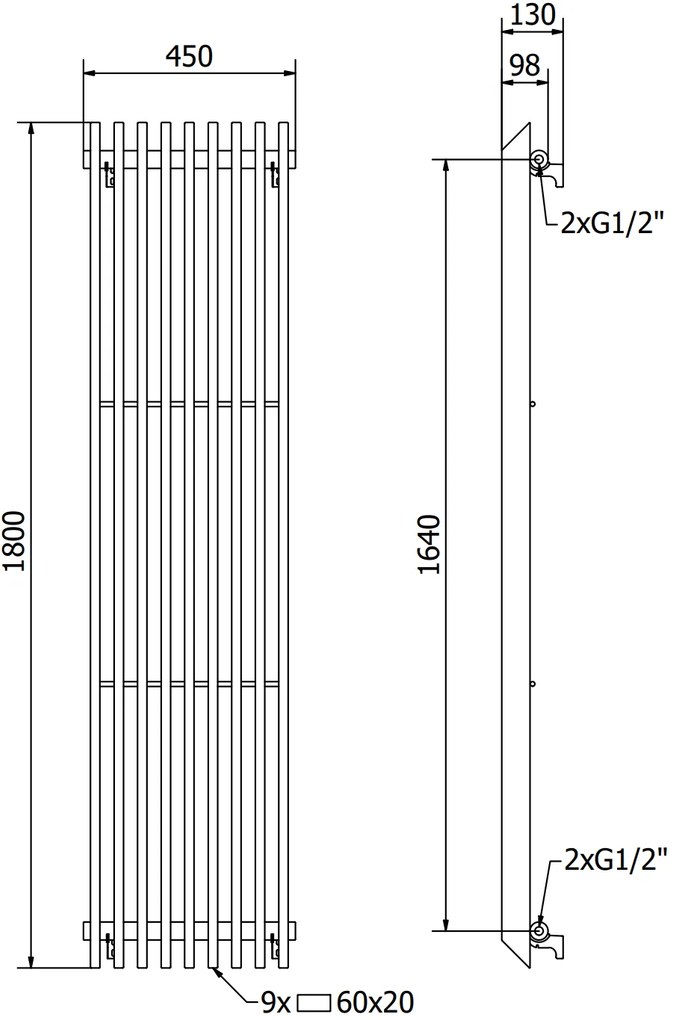 Mexen Aurora, vykurovacie teleso 1800x450 mm, 1347 W, biela, W212-1800-450-00-20