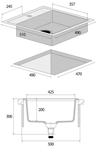 Concept DG00C50WH - Kuchynský drez CUBIS 49x51 cm granit/biela