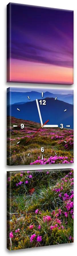 Gario Obraz s hodinami Horská lúka - 3 dielny Rozmery: 80 x 40 cm