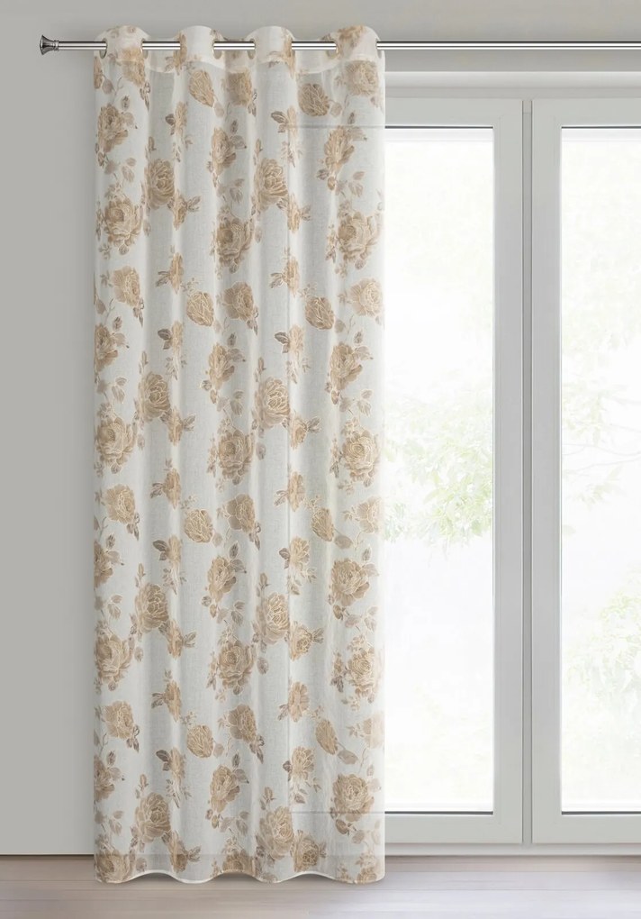 ZÁVES NA KRÚŽKOCH MELA 140X250 CM KVETY