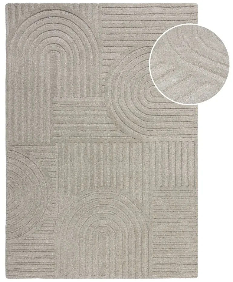Sivý vlnený koberec Flair Rugs Zen Garden, 120 x 170 cm