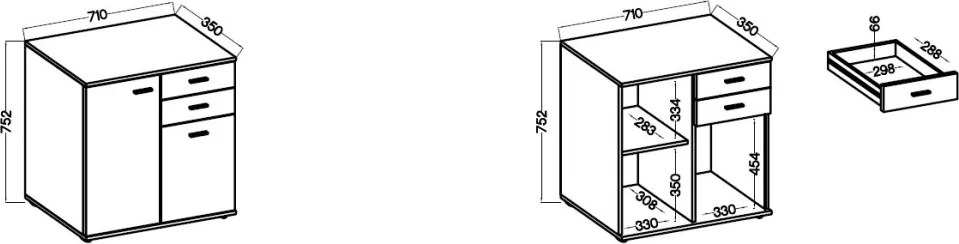 Skrinka so zásuvkami Mike, biela