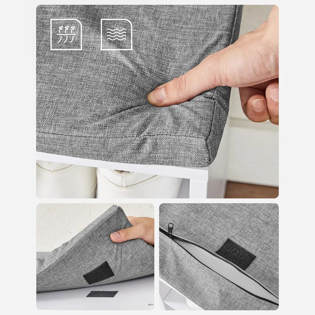 Lavica na topánky s 15 priehradkami, biela a sivá