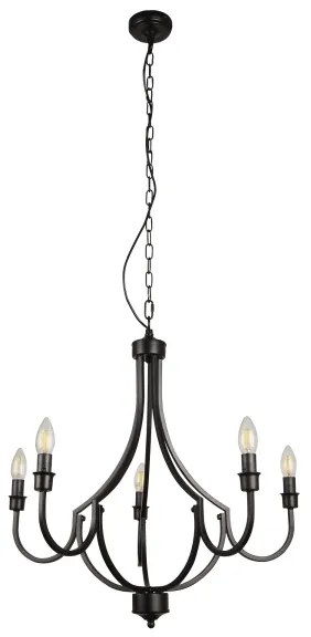 Searchlight 82915-5BK - Luster na reťazi LODGE 5xE14/60W/230V čierna