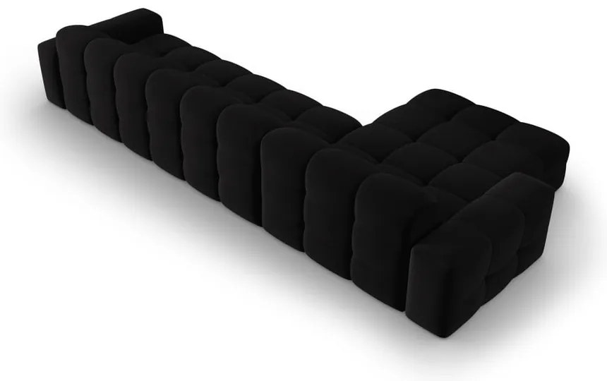 Čierna zamatová rohová pohovka (ľavý roh) Kendal - Micadoni Home