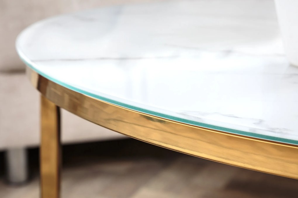 Konferenčný stolík Elegance 80cm biely mramorový vzhľad