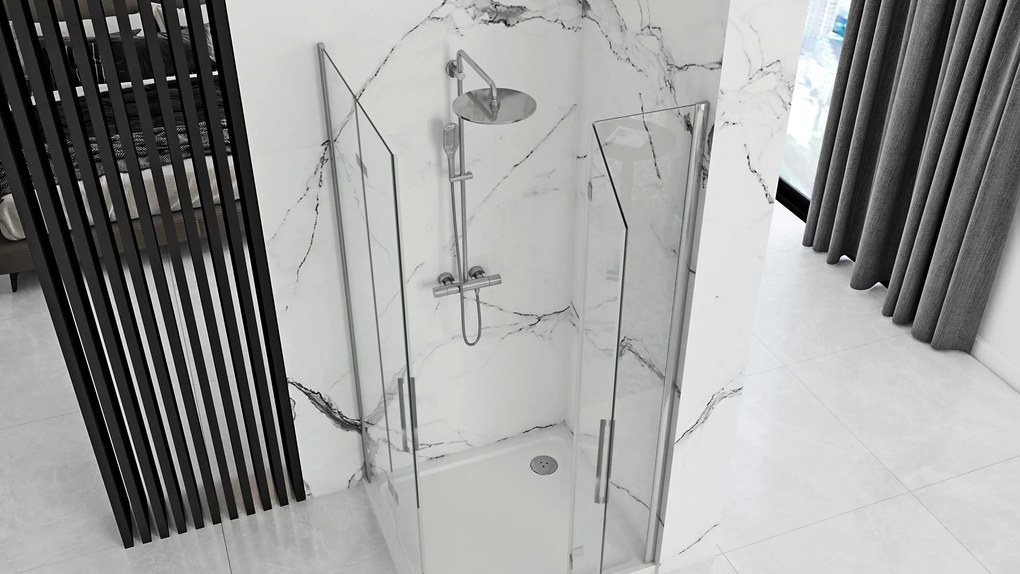 Štvorcový sprchový kút REA MOLIER DOUBLE 80x80 cm, chróm/transparent - bez vaničky