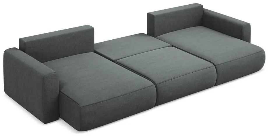 Tmavosivá rozkladacia/s úložným priestorom rohová pohovka (do tvaru "U") Kapua – Makamii