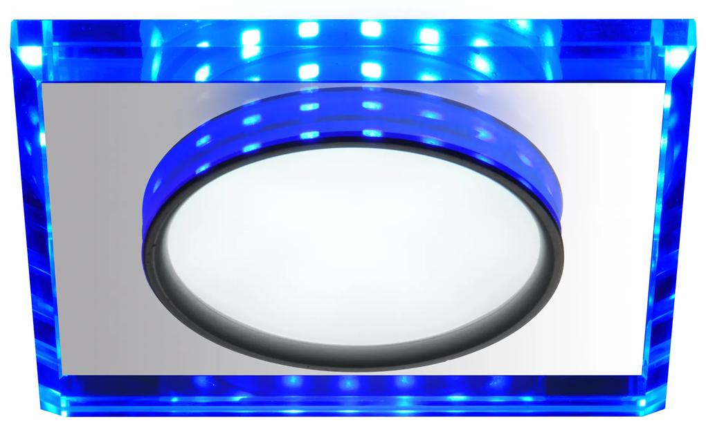 CLX LED stropné zápustné osvetlenie FALLI, 8W, studená biela, 11x11cm, hranaté, modré