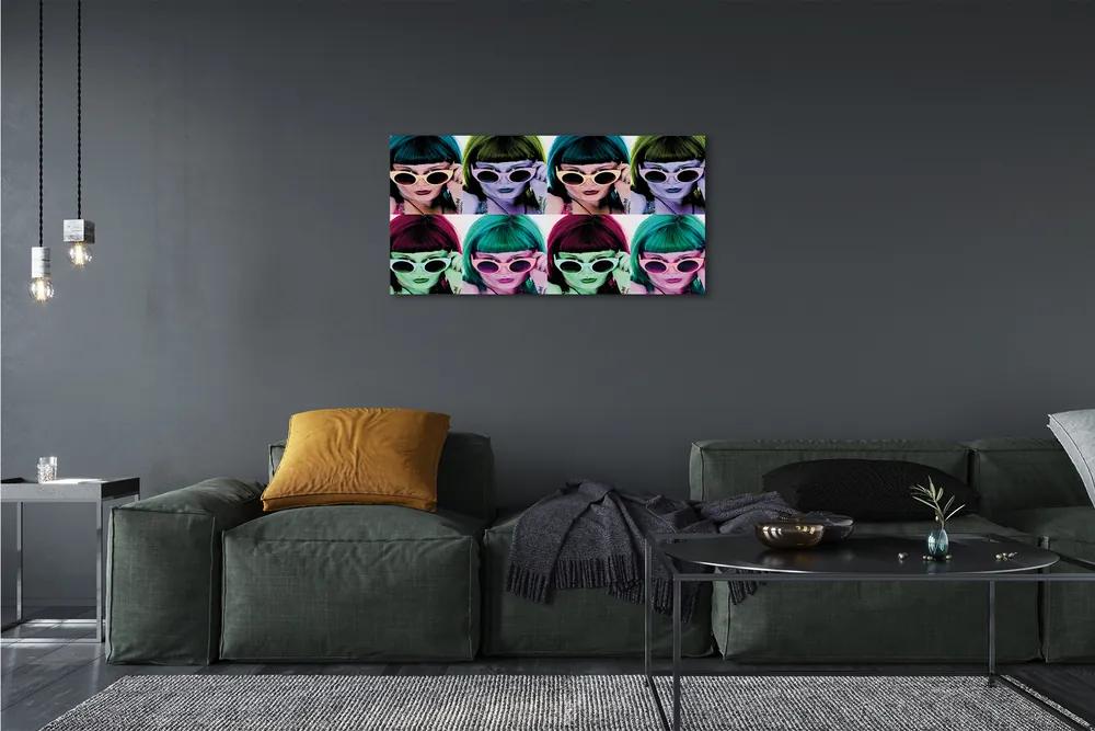 Obraz canvas Ženského vlasy farebné okuliare 125x50 cm